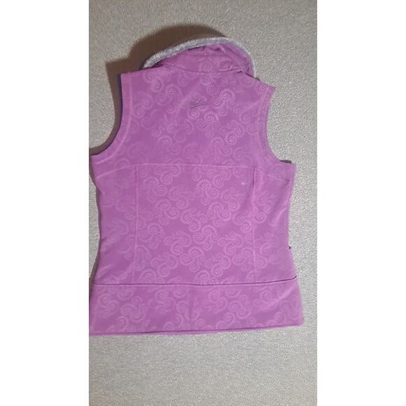 Woolrich Scroll Summit Softshell Vest Women’s Large Fleece Lined Faux Fur Collar - Picture 4 of 5